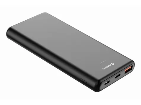 Swissten 22013912 10000 mAh černá / Power Bank / 12V / 3A / USB-C & USB & micro-USB