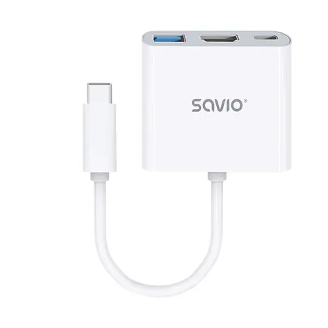 SAVIO AK-48 USB-C adaptér / USB-A 3.0 / HDMI / USB-C / PD