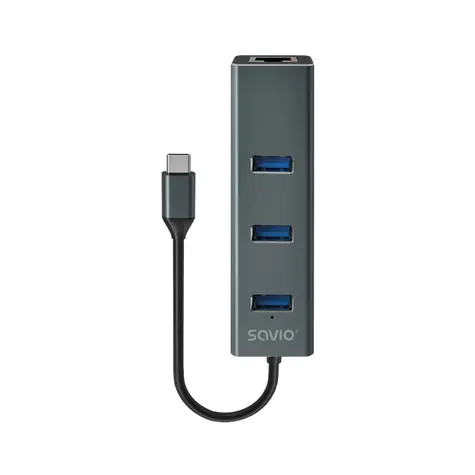SAVIO AK-57 USB-C adaptér / 3x USB-A 3.0 / RJ45