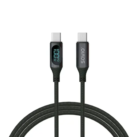 SAVIO CL-174 USB-C kabel 1m černá / displej 