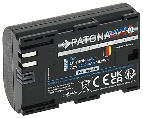 PATONA Platinum baterie pro foto Canon LP-E6NH 2250mAh / Li-Ion / USB-C nabíjení
