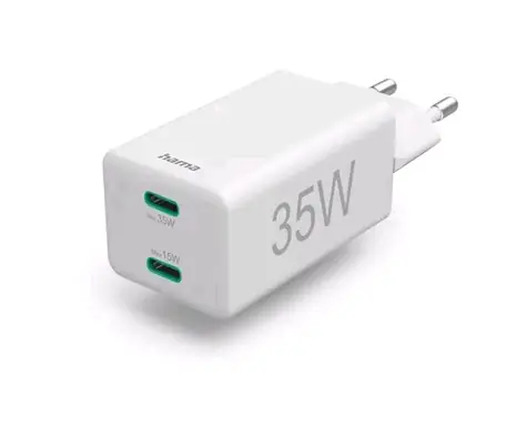 Hama USB nabíječka 35W bílá / 2x USB-C / PD/QC