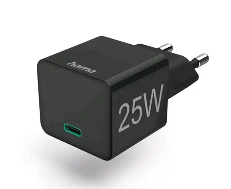 Hama USB nabíječka 25W černá / 1x USB-C / PD/QC