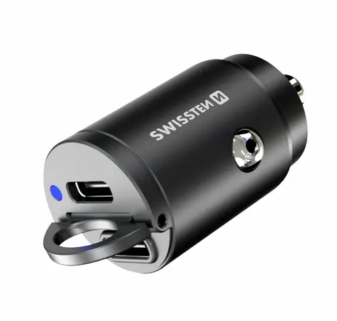 SWISSTEN adaptér do auta 2x USB-C černá / 45W / PD 