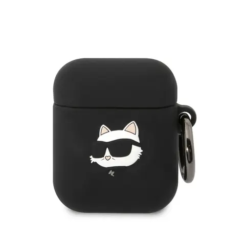 Karl Lagerfeld 3D Logo NFT Choupette Head Silikonové Pouzdro pro Apple Airpods 1/2 černá