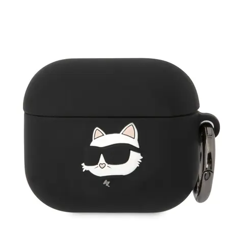 Karl Lagerfeld 3D Logo NFT Choupette Head Silikonové Pouzdro pro Apple Airpods 3 černá