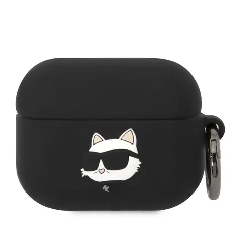 Karl Lagerfeld 3D Logo NFT Choupette Head Silikonové Pouzdro pro Apple Airpods Pro černá