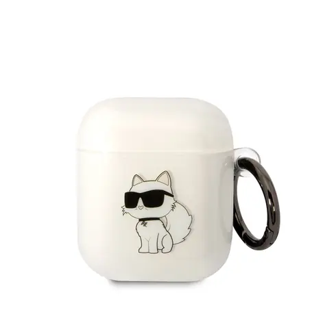 Karl Lagerfeld 3D Logo NFT Choupette TPU Pouzdro pro Apple Airpods 1/2 bílá
