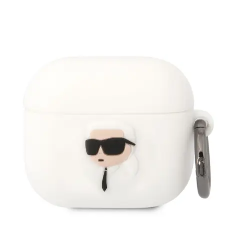 Karl Lagerfeld 3D Logo NFT Karl Head Silikonové Pouzdro pro Apple Airpods 3 bílá
