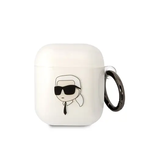 Karl Lagerfeld 3D Logo NFT Karl Head TPU Pouzdro pro Apple Airpods 1/2 bílá