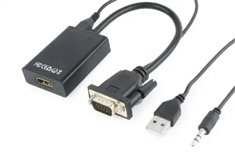 Gembird adaptér VGA (M) + 3.5 mm na HDMI (F) 0.15m
