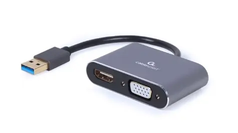 Gembird adaptér USB-A (M) na VGA + HDMI (F) 0.15m