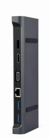 Gembird A-CM-COMBO9-01 / HUB 9V1 / HDMI / VGA / DisplayPort / USB-A / USB-C / RJ45 / 3.5mm