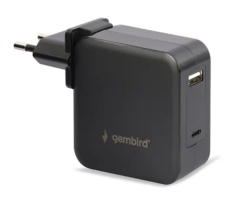 Gembird NPA-PD60-01 černá / univerzální adaptér do sítě / 60W / USB-C / USB-A