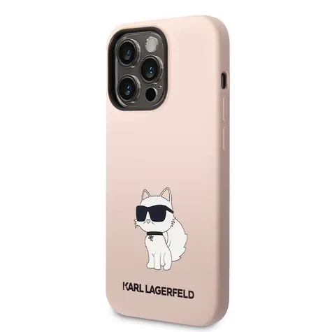 Karl Lagerfeld Liquid Silicone Choupette NFT Zadní Kryt pro Apple iPhone 14 Pro růžová