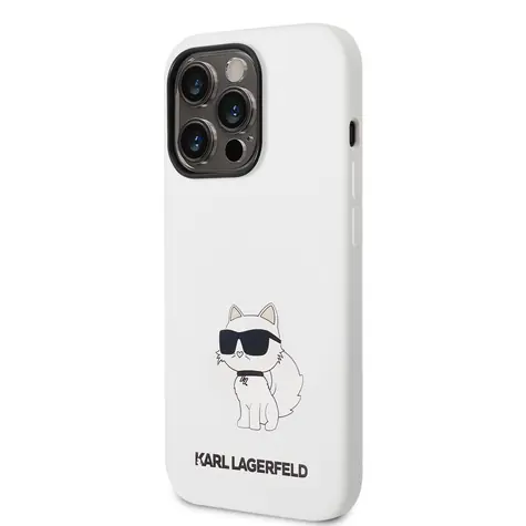 Karl Lagerfeld Liquid Silicone Choupette NFT Zadní Kryt pro Apple iPhone 14 Pro Max bílá