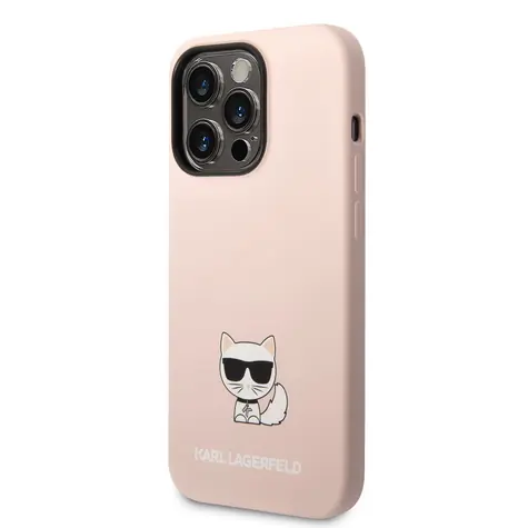 Karl Lagerfeld Liquid Silicone Choupette Zadní Kryt pro Apple iPhone 14 Pro růžová