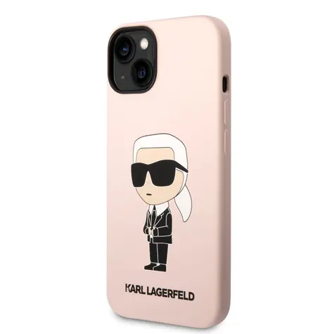 Karl Lagerfeld Liquid Silicone Ikonik NFT Zadní Kryt pro Apple iPhone 14 růžová