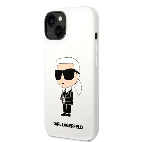 Karl Lagerfeld Liquid Silicone Ikonik NFT Zadní Kryt pro Apple iPhone 14 Plus bílá