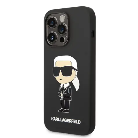 Karl Lagerfeld Liquid Silicone Ikonik NFT Zadní Kryt pro Apple iPhone 14 Pro černá