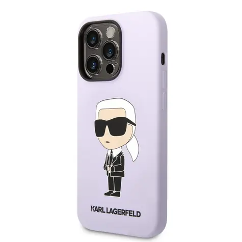 Karl Lagerfeld Liquid Silicone Ikonik NFT Zadní Kryt pro Apple iPhone 14 Pro fialová