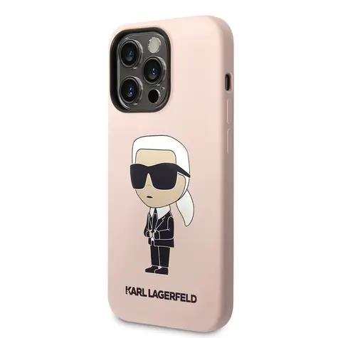 Karl Lagerfeld Liquid Silicone Ikonik NFT Zadní Kryt pro Apple iPhone 14 Pro růžová