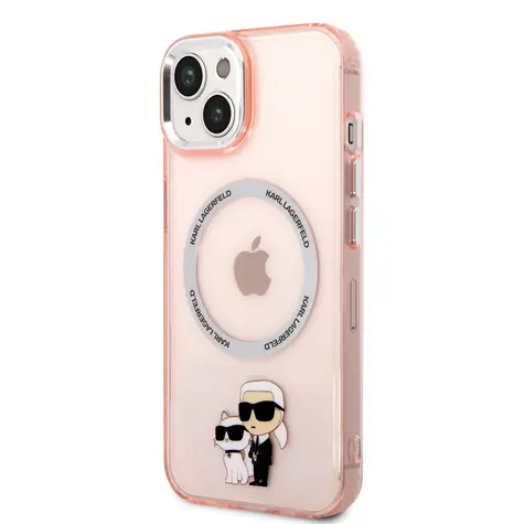 Karl Lagerfeld MagSafe Kompatibilní Kryt IML Karl and Choupette NFT pro Apple iPhone 14 růžová