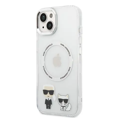 Karl Lagerfeld MagSafe Kompatibilní Kryt Karl and Choupette pro Apple iPhone 14 Plus transparentní