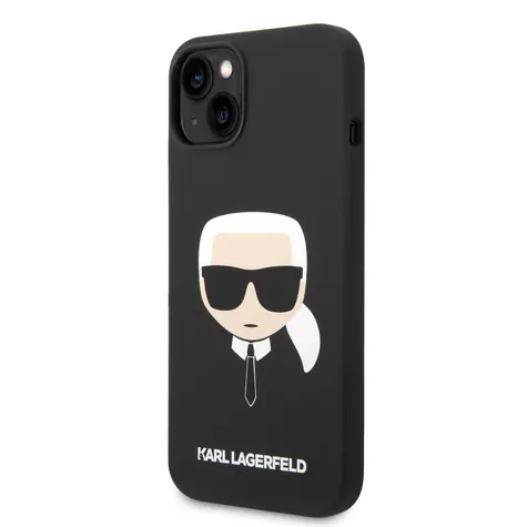 Karl Lagerfeld MagSafe Kompatibilní Kryt Liquid Silicone Karl Head pro Apple iPhone 14 Plus černá
