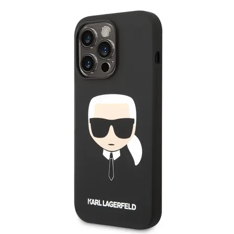 Karl Lagerfeld MagSafe Kompatibilní Kryt Liquid Silicone Karl Head pro Apple iPhone 14 Pro černá