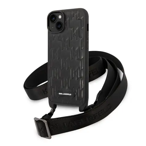 Karl Lagerfeld Monogram Crossbody Zadní Kryt pro Apple iPhone 14 Plus černá