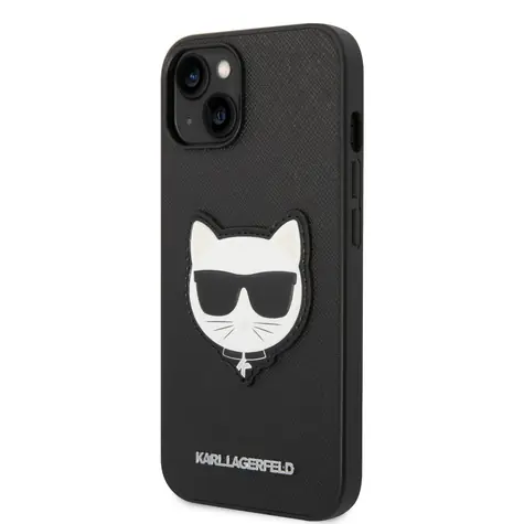 Karl Lagerfeld PU Saffiano Choupette Head Zadní Kryt pro Apple iPhone 14 Plus černá