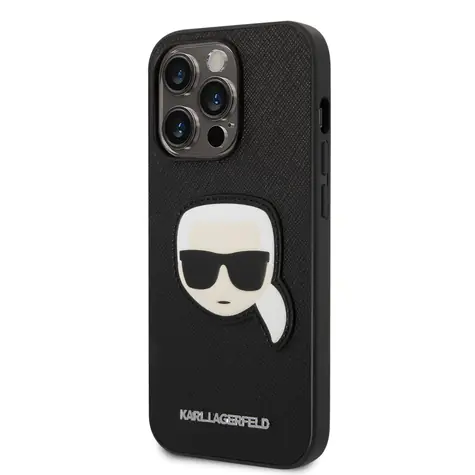 Karl Lagerfeld PU Saffiano Karl Head Zadní Kryt pro Apple iPhone 14 Pro černá