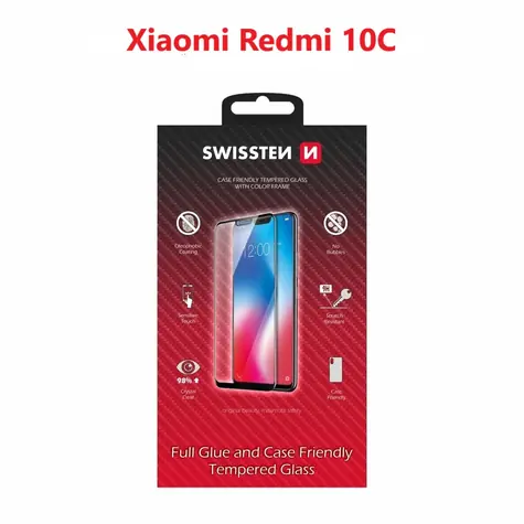 SWISSTEN FULL GLUE COLOR FRAME CASE FRIENDLY sklo pro XIAOMI REDMI 10C černá