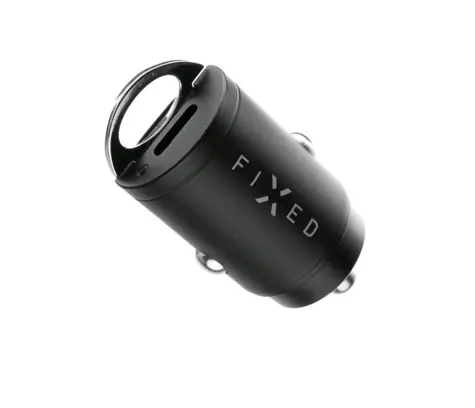 FIXED Set autonabíječky s 2xUSB-C výstupem a USB-C/USB-C kabelu černá / podpora PD / 1.2 metr / 30W 