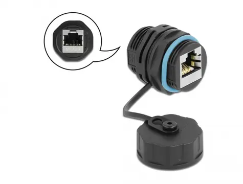 Delock Konektor kabelu RJ45 - RJ45 / 6A / ochranné víčko (vodotěsný)