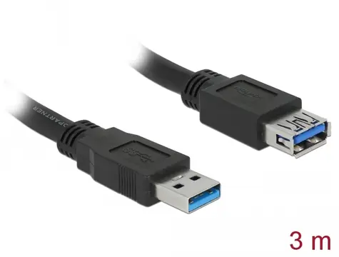 Delock Prodlužovací kabel USB 3.0 A (M) - USB 3.0 A (F) 3.0 m černá