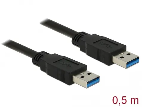 Delock Kabel USB 3.0 A (M) - USB 3.0 A (M) 0.5m černá
