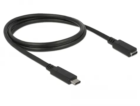 Delock Prodlužovací kabel SuperSpeed USB (USB 3.1 Gen 1) USB Type-C (M) - port (F) 1.0m černá / 3 A 