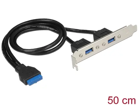 Delock Záslepka 1 x 19 pin USB 3.0 pin (F) interní - 2 x USB 3.0 Typ-A (F) / externí