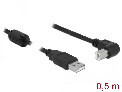 Delock Kabel USB 2.0 Typ-A (M) - USB 2.0 Typ-B (M) pravoúhlý 0.5m černá