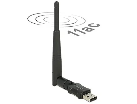 Delock USB 2.0 / dvoupásmový WLAN adaptér ac/a/b/g/n 433 + 150 Mbps / externí anténa