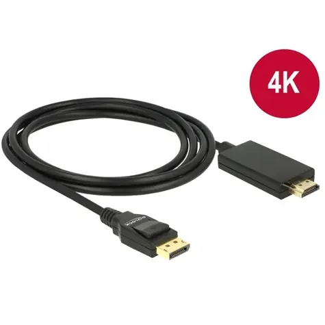 Delock Kabel DisplayPort 1.2 (M) - High Speed HDMI-A (M) 2m černá / pasivní / 4K / 30 Hz 