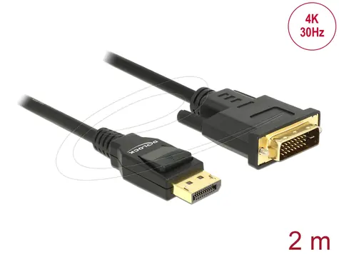 Delock Kabel DisplayPort 1.2 (M) - DVI 24+1 (M) 2m černá / pasivní / 4K / 30 Hz