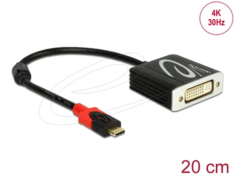 Delock Adaptér USB Type-C (M) - DVI (F) černá / DP Alt Mód / 4K / 30Hz