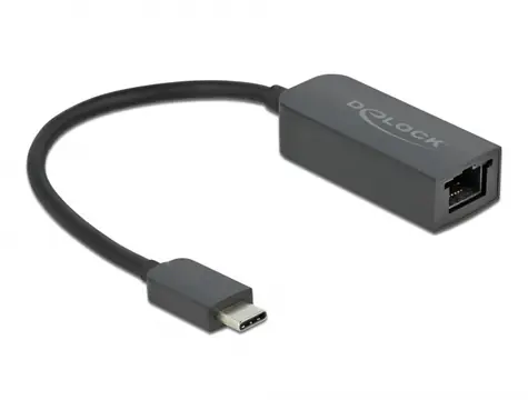 Delock Adaptér USB Type-C (M) - 2.5 Gigabit LAN kompaktní 0.16m černá