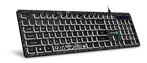 CONNECT IT CKB-3510-DD Doodle černá / Kancelářská klávesnice / multimediální klávesy / USB / CZ + SK layout / 1.8m 