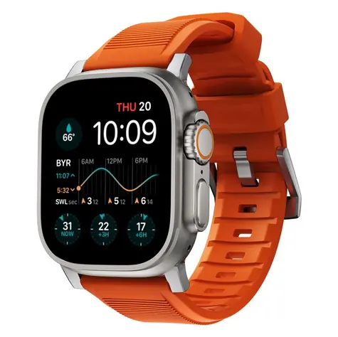 Nomad Rugged Strap řemínek pro Apple Watch oranžová-stříbrná