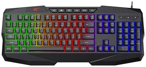 Havit KB878L RGB černá / Herní klávesnice / USB / US