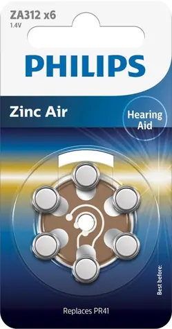Philips baterie ZA312 Zinc Air - 6ks